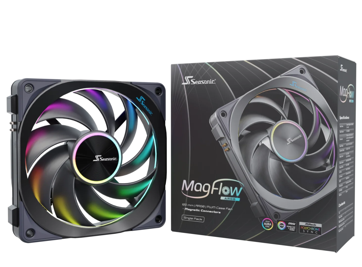 Seasonic MagFlow ARGB 120 mm PWM Case Fan | SS - MF12025L - Vektra Computers LLC Seasonic MagFlow ARGB 120 mm PWM Case Fan | SS - MF12025L - Vektra Computers LLC
